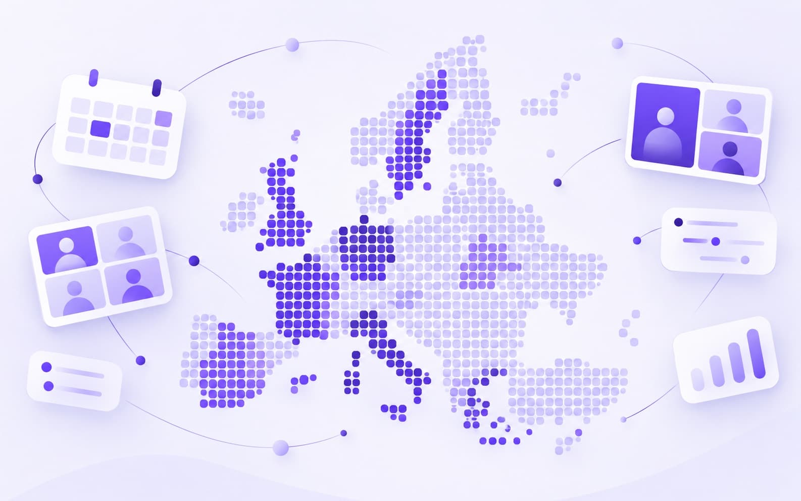 Map of Europe with countries shaded by how much they meet remotely